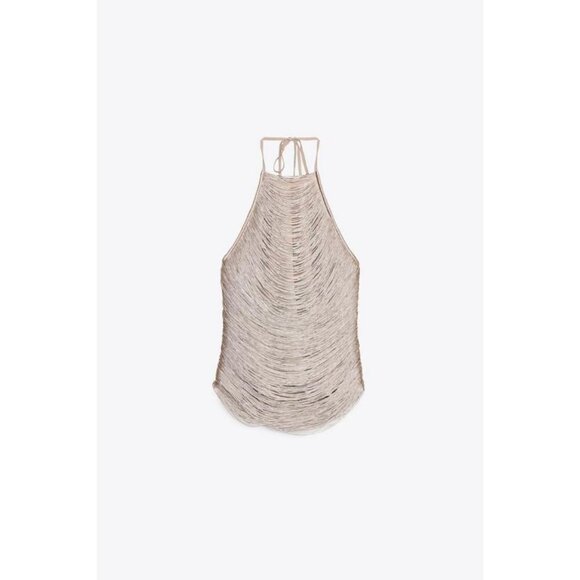 ZARA FRINGED HALTER TOP - Picture 1 of 7